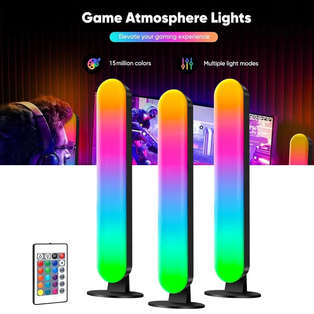 RGB music rhythm pickup light by Showlu, USB rechargeable desktop bar with colorful lighting for festive and decorative use.