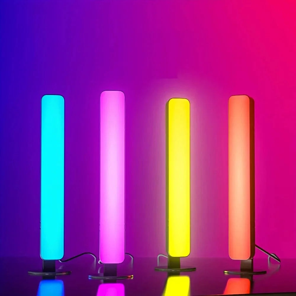 Showlu RGB Music Rhythm Pickup Light bar with colorful LED lights, USB rechargeable desktop decoration for festive or party use.
