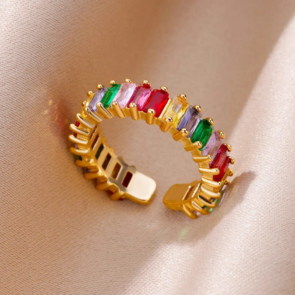 Showlu Women's vintage gold stainless steel angel feather ring, detailed jewelry accessory for women with a delicate design.