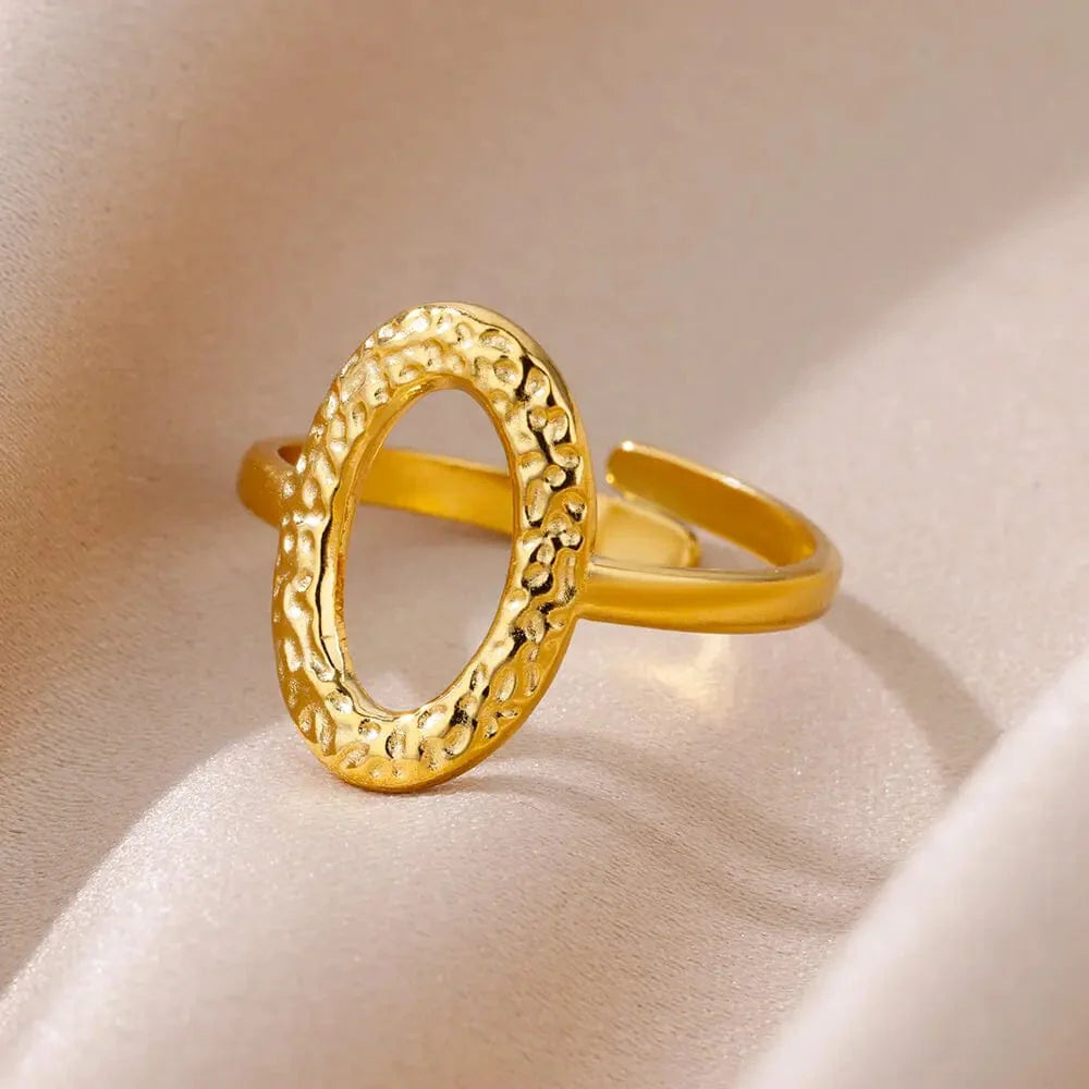 Showlu Women's vintage gold stainless steel angel feather ring, delicate jewelry accessory for women, elegant and stylish finger ring.