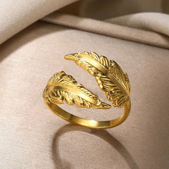 Ring for Women Stainless Steel Angel Feather Gold Color Rings Female Vintage Jewelry Finger Accessories Free Shipping Anillos - SHOWLU FASHION STORE