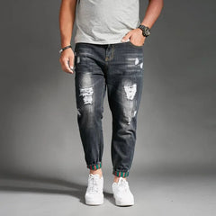 Ripped Jeans For Men Blue Black Denim Mens Jean Homme Harem Hip Hop Plus Size Trousers 44 46 48 Mens Uomo Fashions Jogger Pants - SHOWLU FASHION STORE