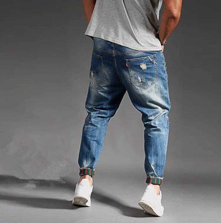 Ripped Jeans For Men Blue Black Denim Mens Jean Homme Harem Hip Hop Plus Size Trousers 44 46 48 Mens Uomo Fashions Jogger Pants - SHOWLU FASHION STORE