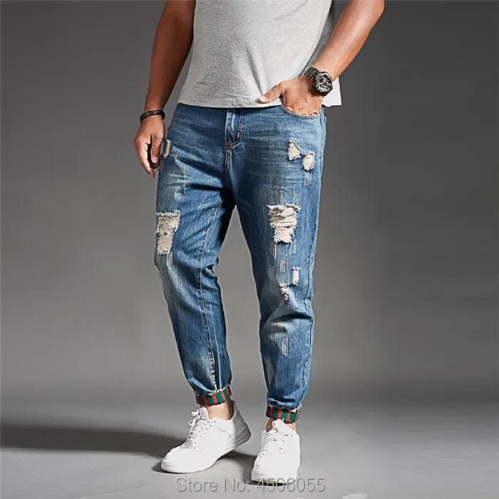 Ripped Jeans For Men Blue Black Denim Mens Jean Homme Harem Hip Hop Plus Size Trousers 44 46 48 Mens Uomo Fashions Jogger Pants - SHOWLU FASHION STORE