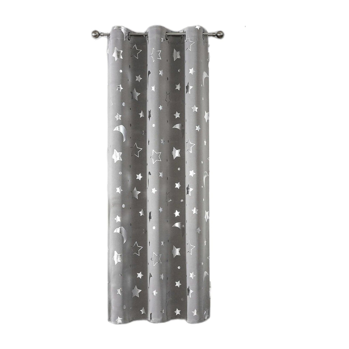 Room Darkening Curtains with Silver Star Moon for Boys Nursery Bedroom Blackout Kids Curtain Grommet Thermal Insulating Drapes - SHOWLU FASHION STORE