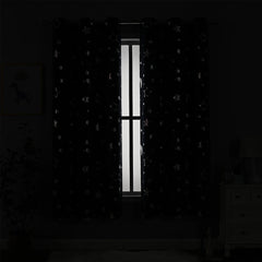 Room Darkening Curtains with Silver Star Moon for Boys Nursery Bedroom Blackout Kids Curtain Grommet Thermal Insulating Drapes - SHOWLU FASHION STORE