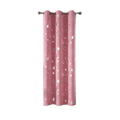 Room Darkening Curtains with Silver Star Moon for Boys Nursery Bedroom Blackout Kids Curtain Grommet Thermal Insulating Drapes - SHOWLU FASHION STORE