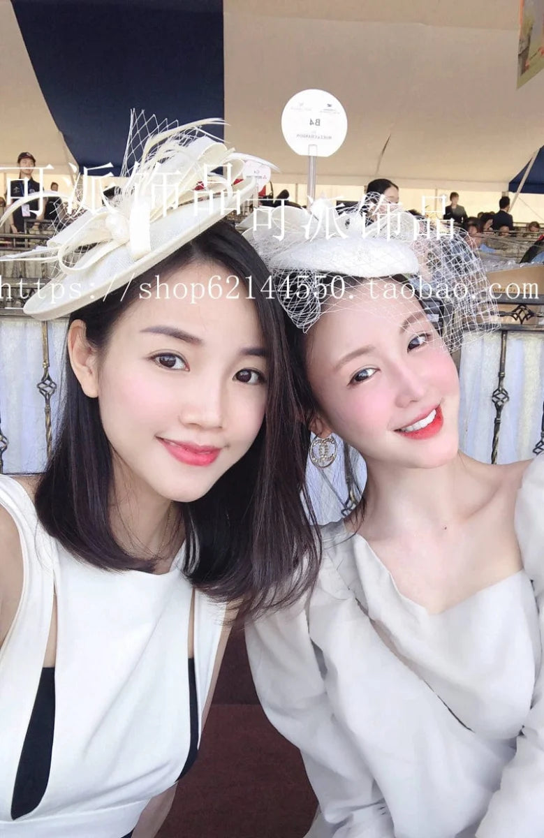 Pink Royal Horse Club top hat hair clip by Showlu Fashion Store, perfect for elegant tea parties and bridal accessories.