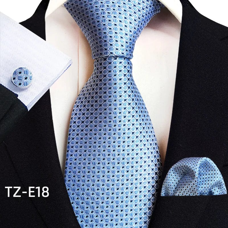 SHOWLU Men's royal paisley striped silk tie set with matching pocket square and cufflinks, jacquard woven 8cm necktie for formal suits