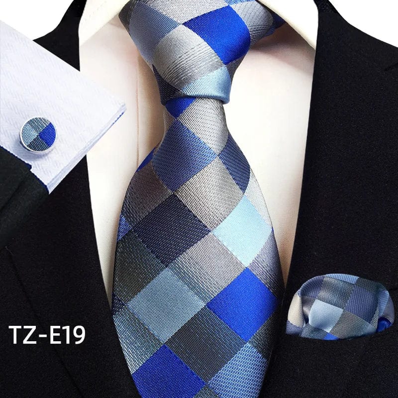 SHOWLU Men's royal paisley striped silk tie set with 8cm jacquard woven necktie, pocket square, cufflinks, and accessories.