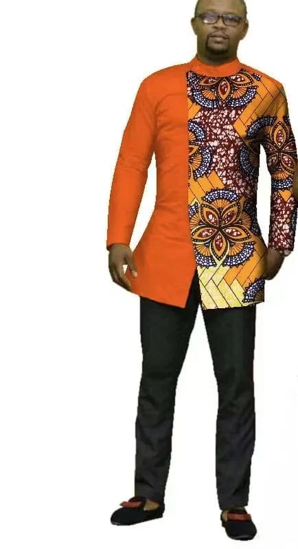 African Dashiki top and matching Bazin Riche wedding dress by SHOWLU FASHION STORE, featuring vibrant traditional African fabric and design.