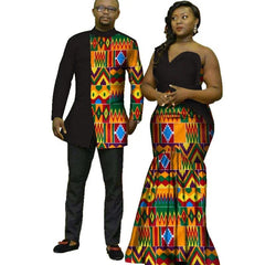 Sale!!! African Shirts for Men Dashik Top and Matching Couple Outfits Bazin Riche Women Long Dresses for Wedding Party Vestidos - SHOWLU FASHION STORE