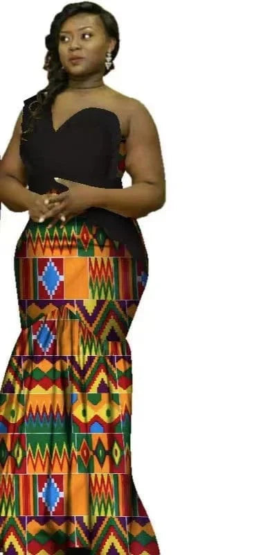 African Dashiki top and matching Bazin Riche wedding dress from SHOWLU FASHION STORE, featuring vibrant traditional African attire.