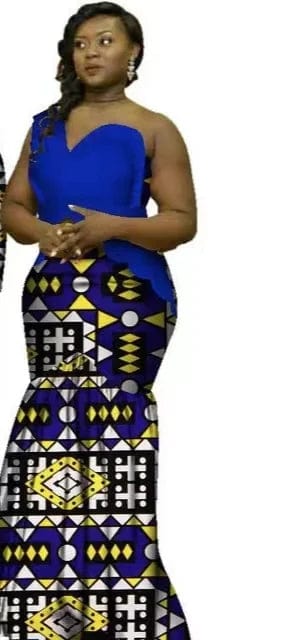 African Dashiki top and matching Bazin Riche wedding dress set by SHOWLU FASHION STORE, featuring vibrant traditional African attire.