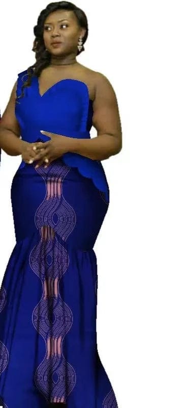 African Dashiki top and matching Bazin Riche wedding dress from SHOWLU FASHION STORE, featuring vibrant traditional African attire.