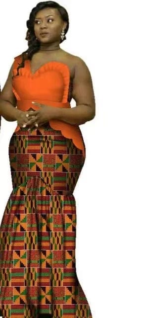African Dashiki top and matching Bazin Riche wedding dress, featuring vibrant traditional fabrics for men and women, perfect for special occasions.