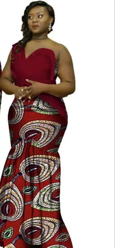 African Dashiki top and matching Bazin Riche wedding dress by SHOWLU FASHION STORE, featuring vibrant traditional African fabric.