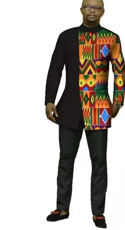 African Dashiki top and matching Bazin Riche wedding dress by SHOWLU FASHION STORE, featuring vibrant traditional African attire for men and women.