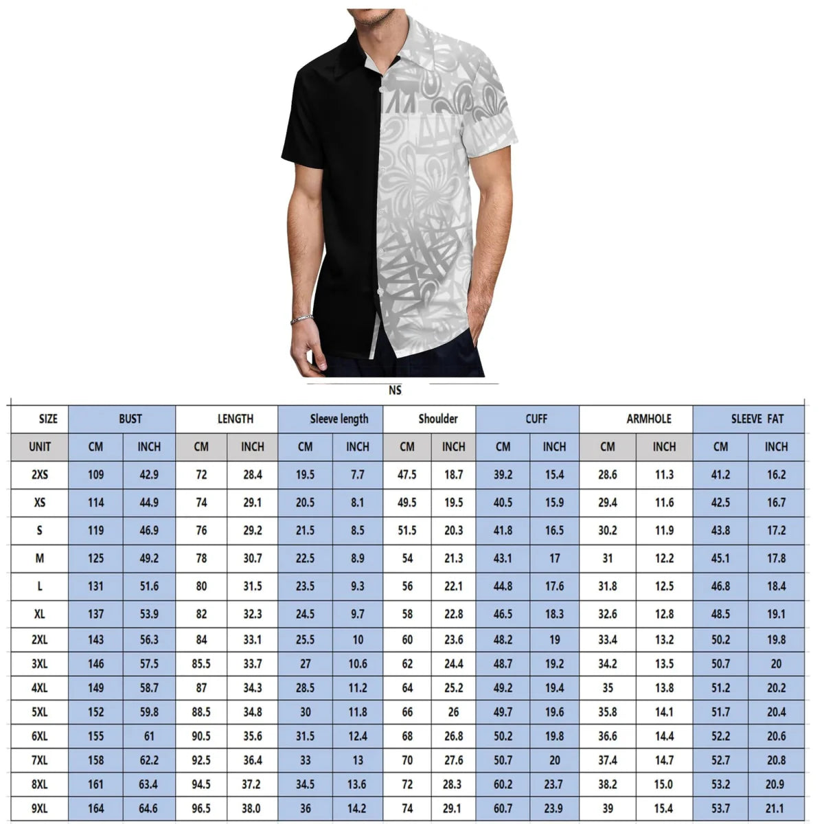 Showlu Fashion Samoa Polynesian print ruffle dress and men's Hawaiian shirt, featuring vibrant tropical patterns and traditional style.