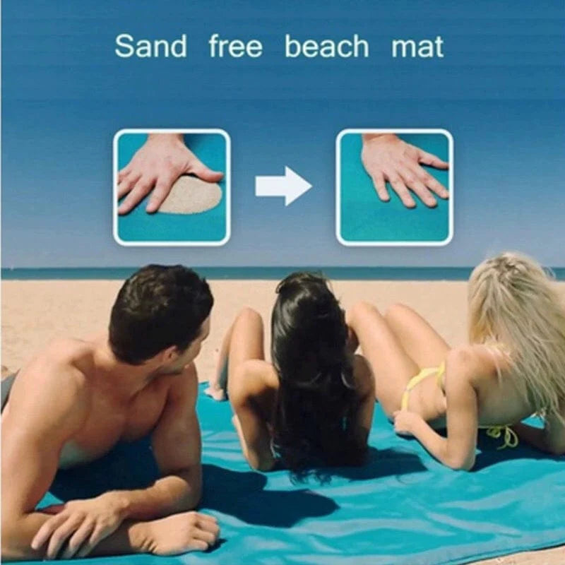 Oversized Cool Far City Sand Free Beach Mat by Showlu Fashion Store, with magic sand leakage-proof design, ideal for outdoor seaside use.