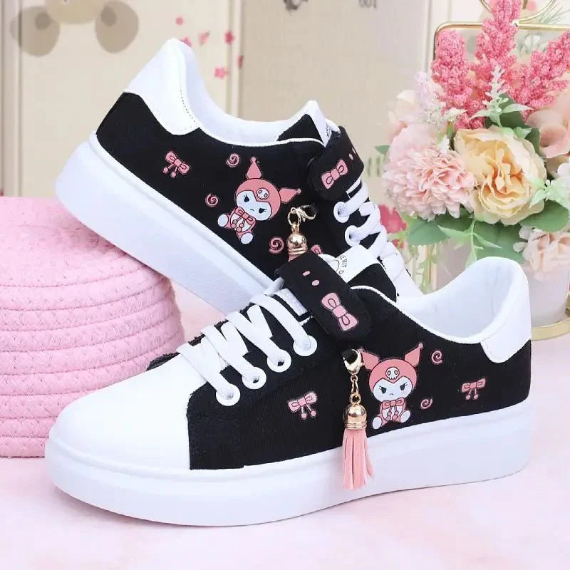 Sanrio Kuromi girls canvas sneakers by SHOWLU FASHION STORE with soft soles, casual skate shoes for children, perfect for spring and autumn.
