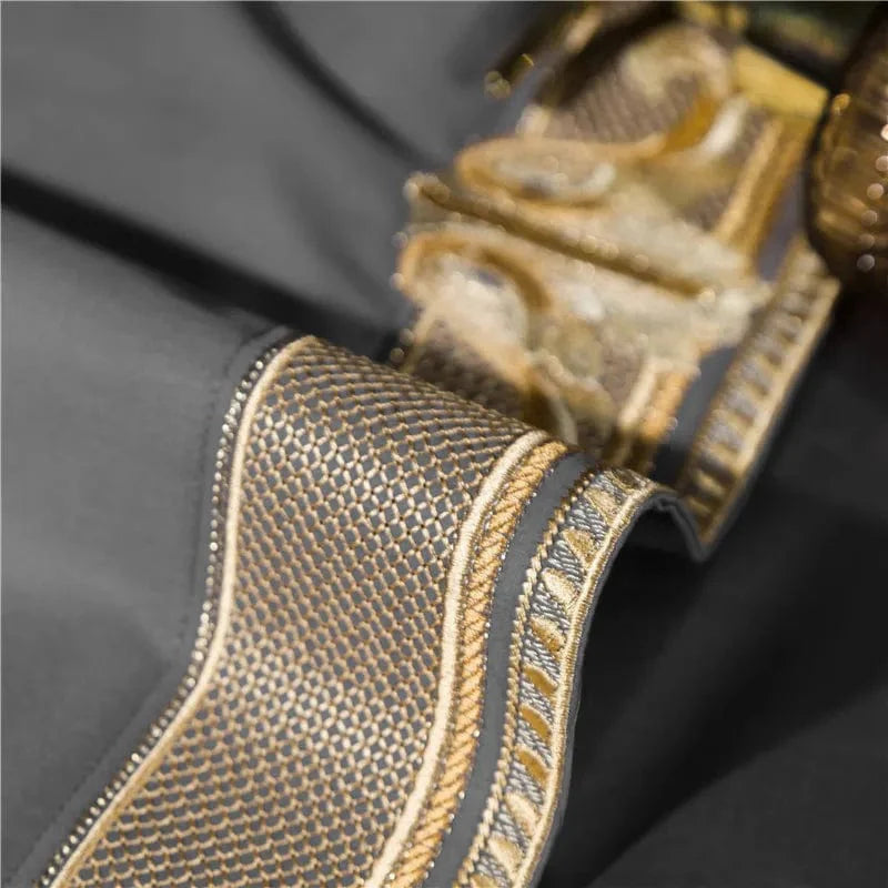 Gradient 1200TC Egyptian Cotton Bedding Set by SHOWLU FASHION with gold embroidery, includes duvet cover, pillowcases, and bed sheets.