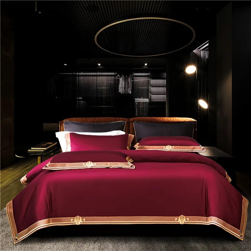Luxury Gradient 1200TC Egyptian Cotton Bedding Set by SHOWLU FASHION STORE, satin duvet cover with gold embroidery for king and queen beds.