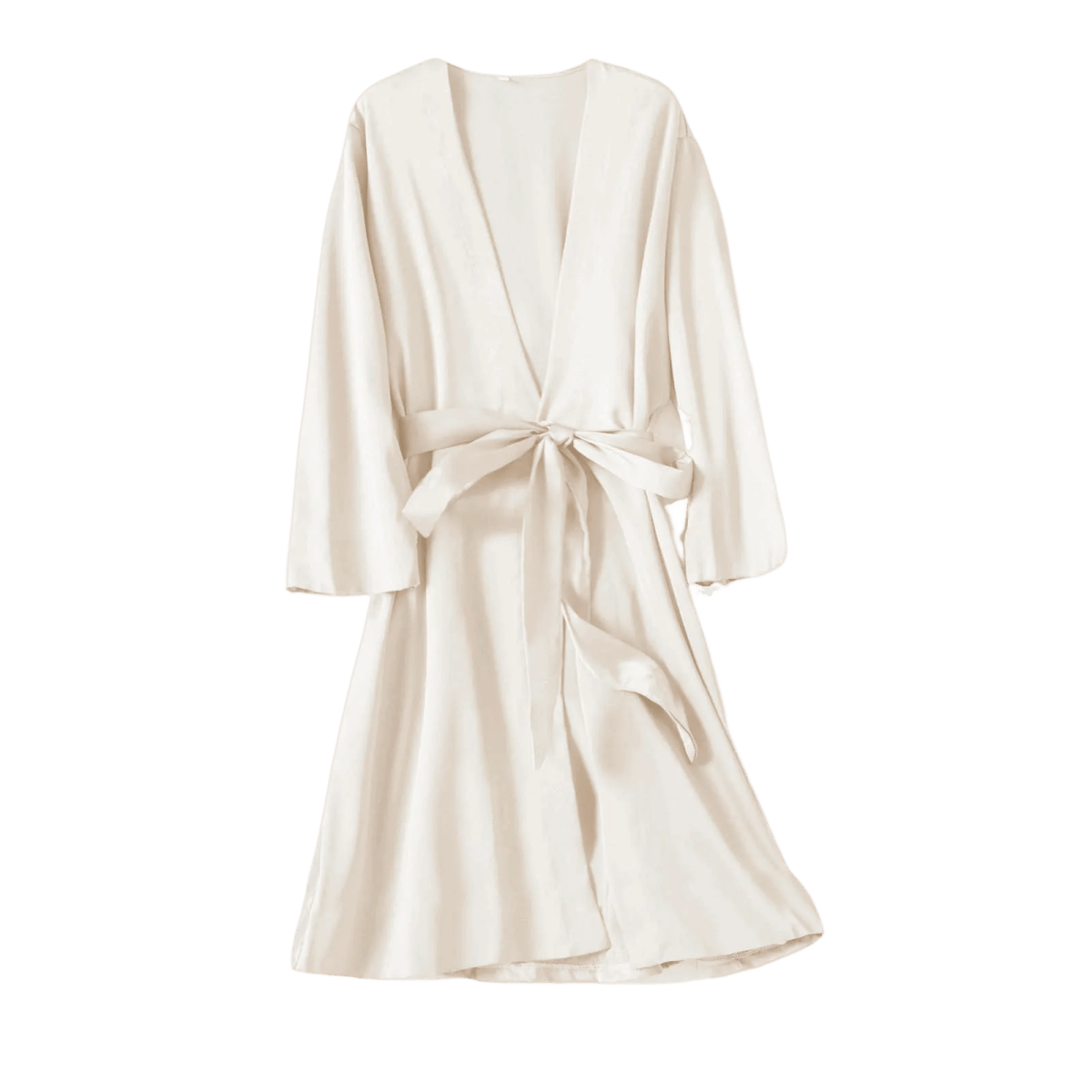 Showlu Women's silky satin short kimono bathrobe, ideal for bridal wedding nightwear or casual sleepwear, with a luxurious look.