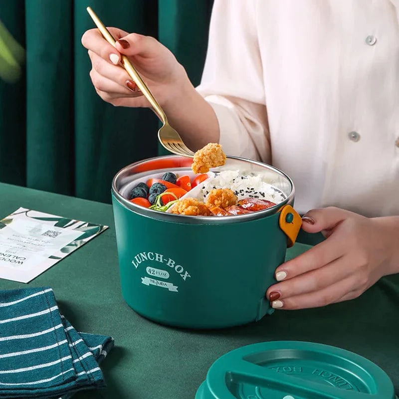 Showlu WarmUp electric heating lunch box with stainless steel container, perfect for school, office, or picnic meals.