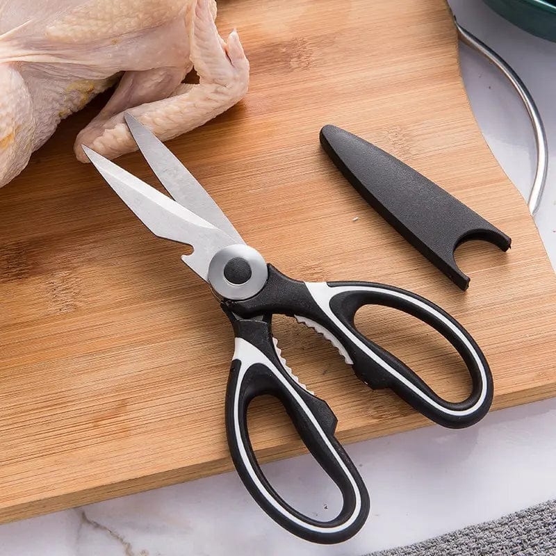 Showlu stainless steel kitchen scissors with heavy-duty design for bones, poultry, fish, and versatile household cutting tasks.