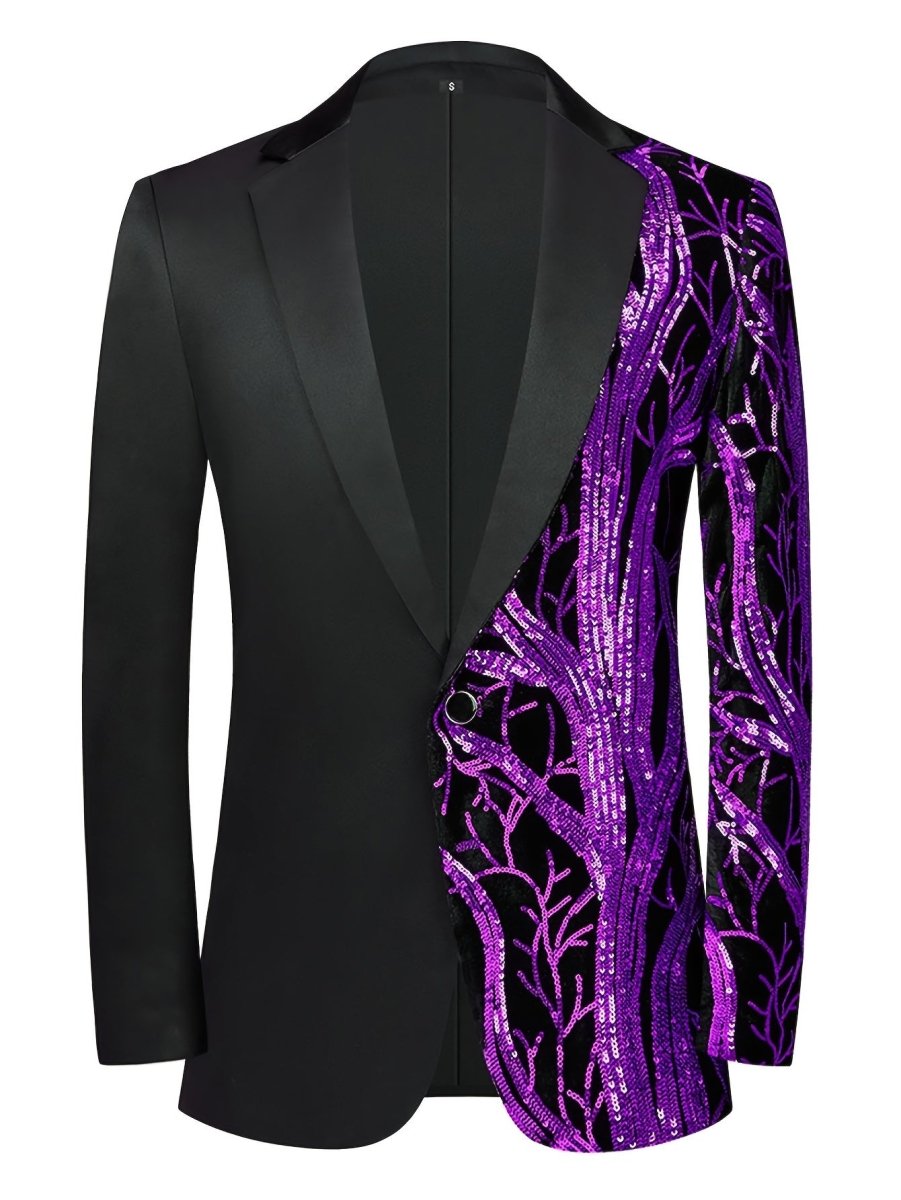 SHOWLU Men's white sequin blazer with striped detailing, one-button lapel, long sleeves, suitable for semi-formal and business occasions.