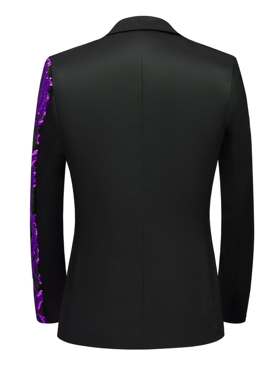 Men's white sequin blazer by SHOWLU FASHION STORE, striped lapel suit jacket with one-button closure and long sleeves.