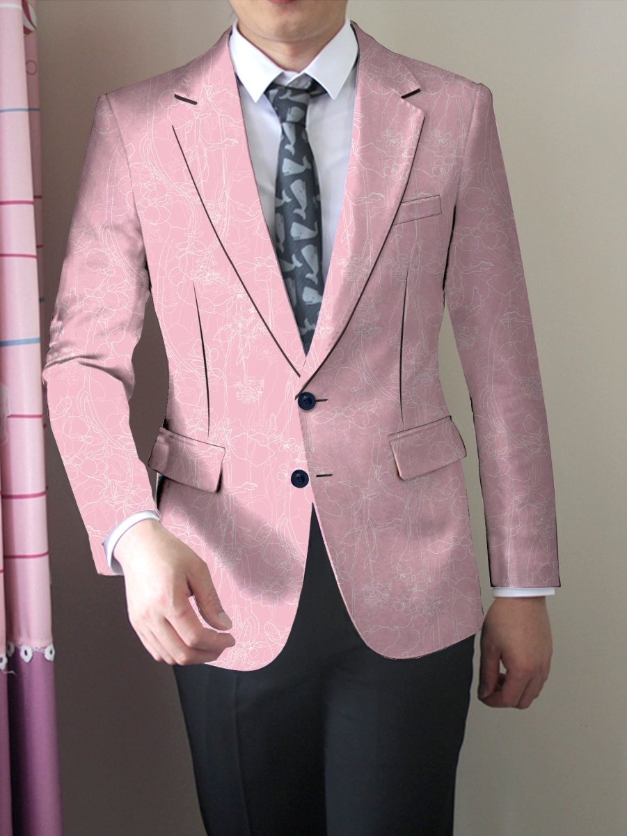 Men's purple floral print blazer by SHOWLU FASHION STORE, slim fit, two-button jacket with vibrant design for semi-formal or casual wear.