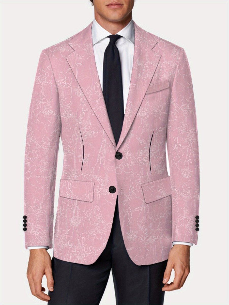Men's purple floral print blazer by SHOWLU FASHION STORE, slim fit, two-button jacket with vibrant design for casual or semi-formal wear.
