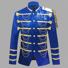 Sequin Embellished Blazer Jacket Men Stage Party Mens Suit Jacket Military Dress Tuxedo Men Blazer Singer Show DJ Costume Homme - SHOWLU FASHION STORE