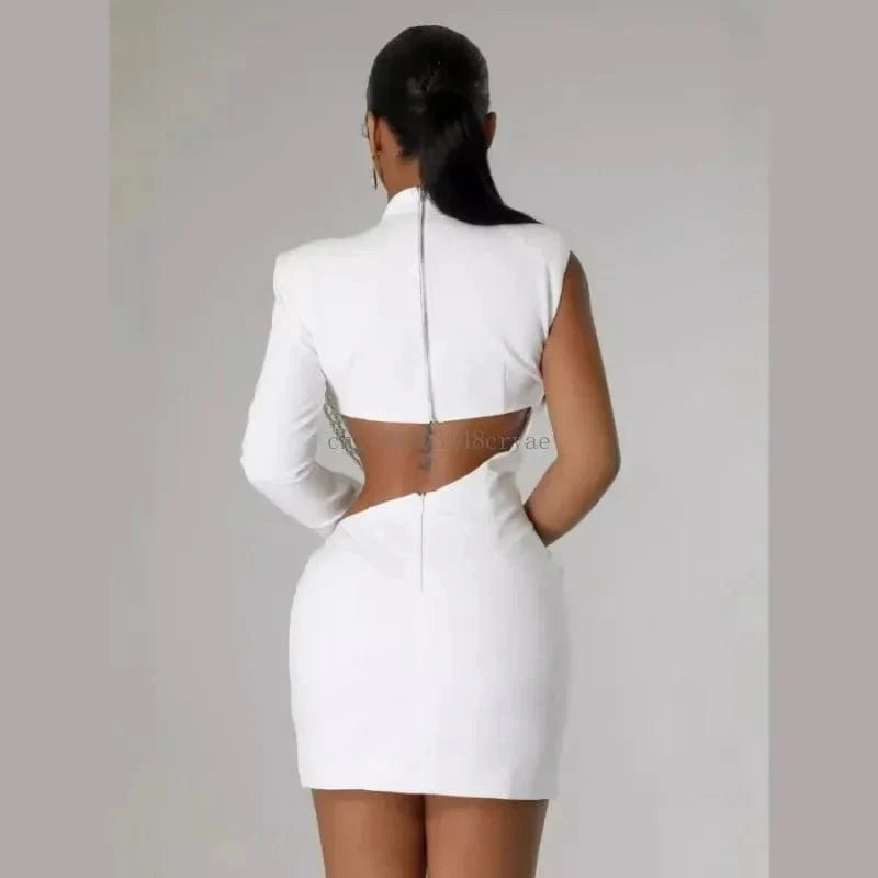 SHOWLU FASHION STORE women's pearl string mini dress, slim fit sexy party and clubwear with long sleeves for elegant birthday celebrations.