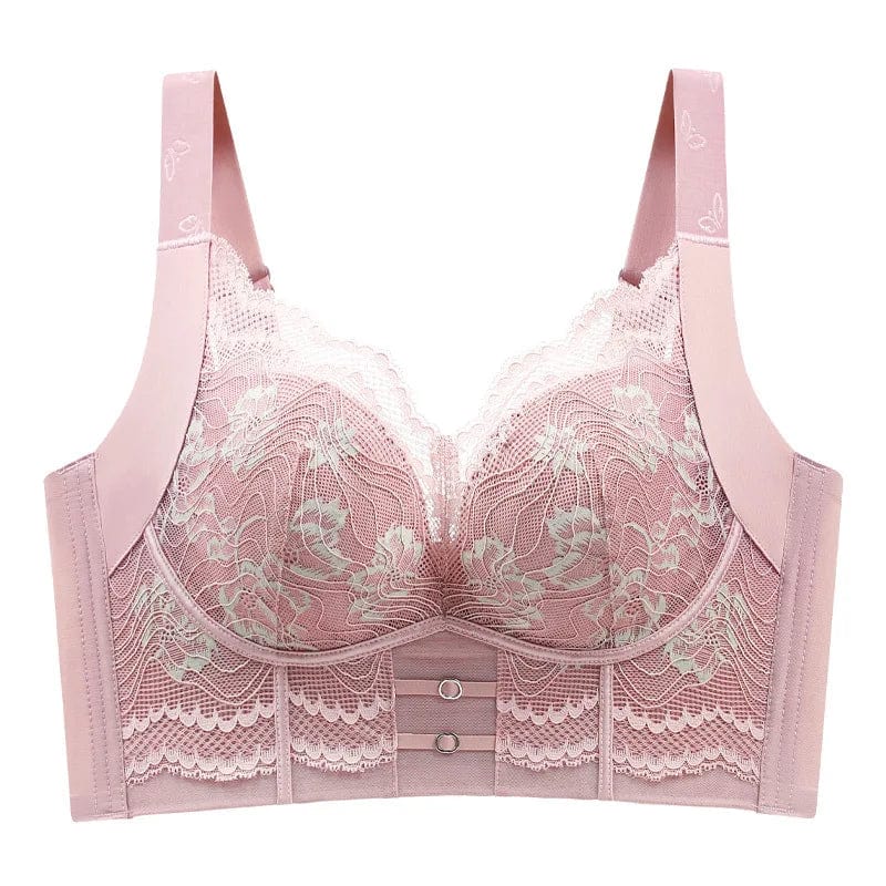 Showlu Fashion NUYIMEI lace push-up bra with wide straps, wire-free, comfortable, large size, sexy lace design, anti-expansion fit