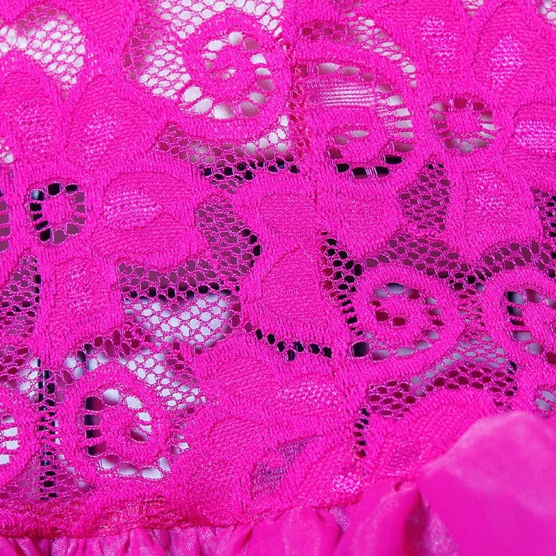 Pink lace mermaid party dress by SHOWLU FASHION, high-waisted bodycon style with long sleeves, perfect for elegant evening events.