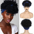 Short Afro kinky curly headband wig with turban, synthetic hair, ombre color, for women’s cosplay and fashion by SHOWLU FASHION STORE.