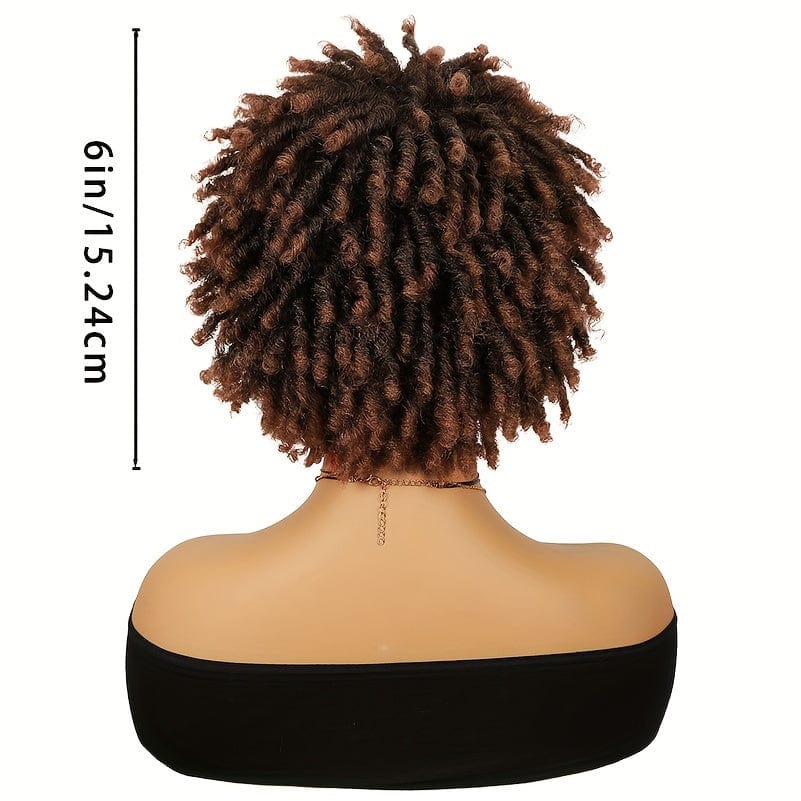SHOWLU FASHION short dreadlock wig with 6-inch Afro curls, faux locs, ombre synthetic hair, and braided twists for women.
