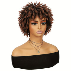 Short Dreadlock Wig Short Afro Curly Braided Wigs For Women Faux Locs Twist Braiding Ombre Synthetic Hair Wigs 6 Inches(1B350) - SHOWLU FASHION STORE