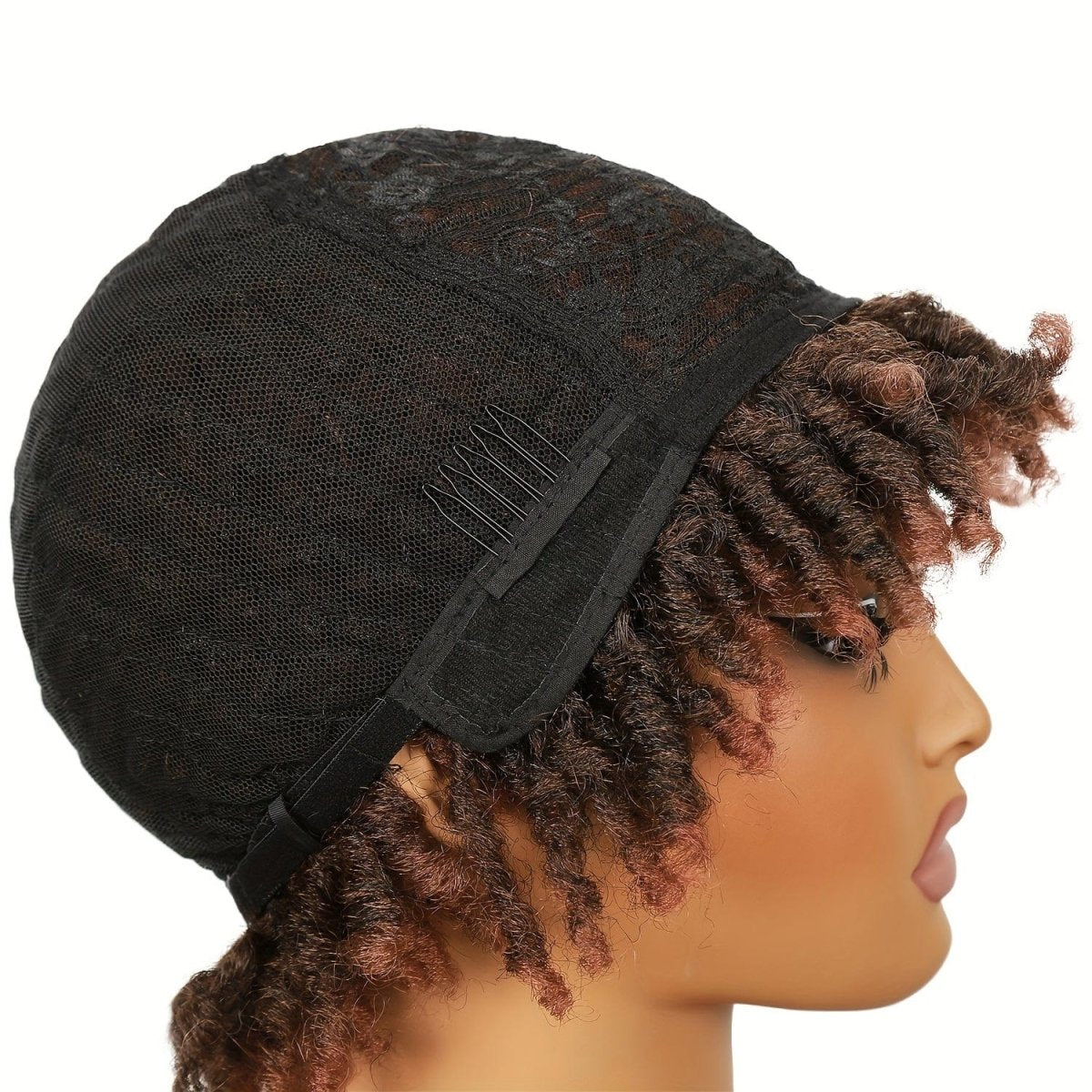SHOWLU FASHION Short Dreadlock Wig with 6-inch Afro curly faux locs, synthetic hair, featuring twist braids in natural 1B shade.