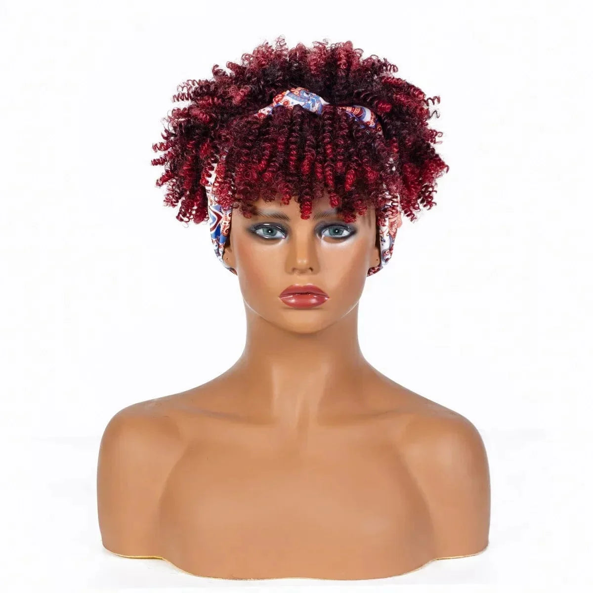 Manetique Short Afro Kinky Curly Headband Wig by SHOWLU FASHION STORE, synthetic natural-looking turban wrap for women, daily use.