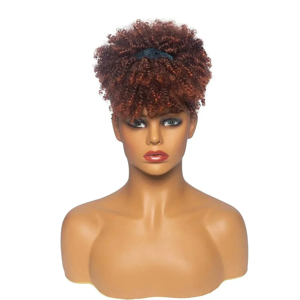 Short afro kinky curly headband wig by SHOWLU FASHION STORE, synthetic turban wrap with natural textured curls for women.