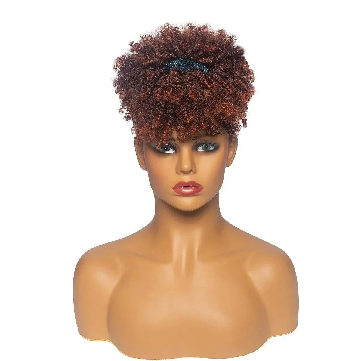 Short afro kinky curly headband wig by SHOWLU FASHION STORE, synthetic turban wrap with natural textured curls for women.