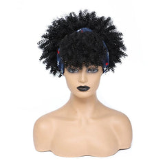 Short Kinky Curly Headband Wigs Afro Puff Curly Headband Wig For Women Natural Synthetic Turban Wrap Wig Cosplay Daily Use - SHOWLU FASHION STORE