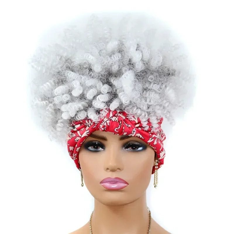 Short afro kinky curly headband wig by SHOWLU FASHION STORE, synthetic turban wrap with natural-looking curls for women.