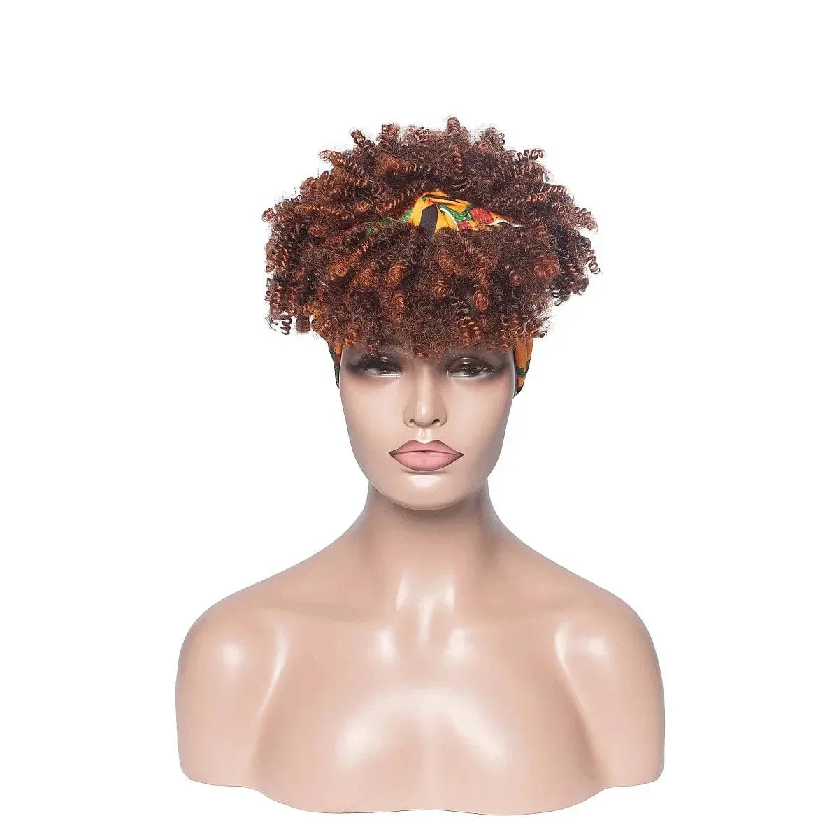 Manetique Short Afro Kinky Curly Headband Wig by SHOWLU FASHION STORE, synthetic turban wrap with natural curls for daily wear or cosplay.