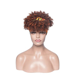 Short Kinky Curly Headband Wigs Afro Puff Curly Headband Wig For Women Natural Synthetic Turban Wrap Wig Cosplay Daily Use - SHOWLU FASHION STORE