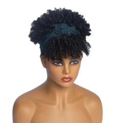 Short Kinky Curly Headband Wigs Afro Puff Curly Headband Wig For Women Natural Synthetic Turban Wrap Wig Cosplay Daily Use - SHOWLU FASHION STORE